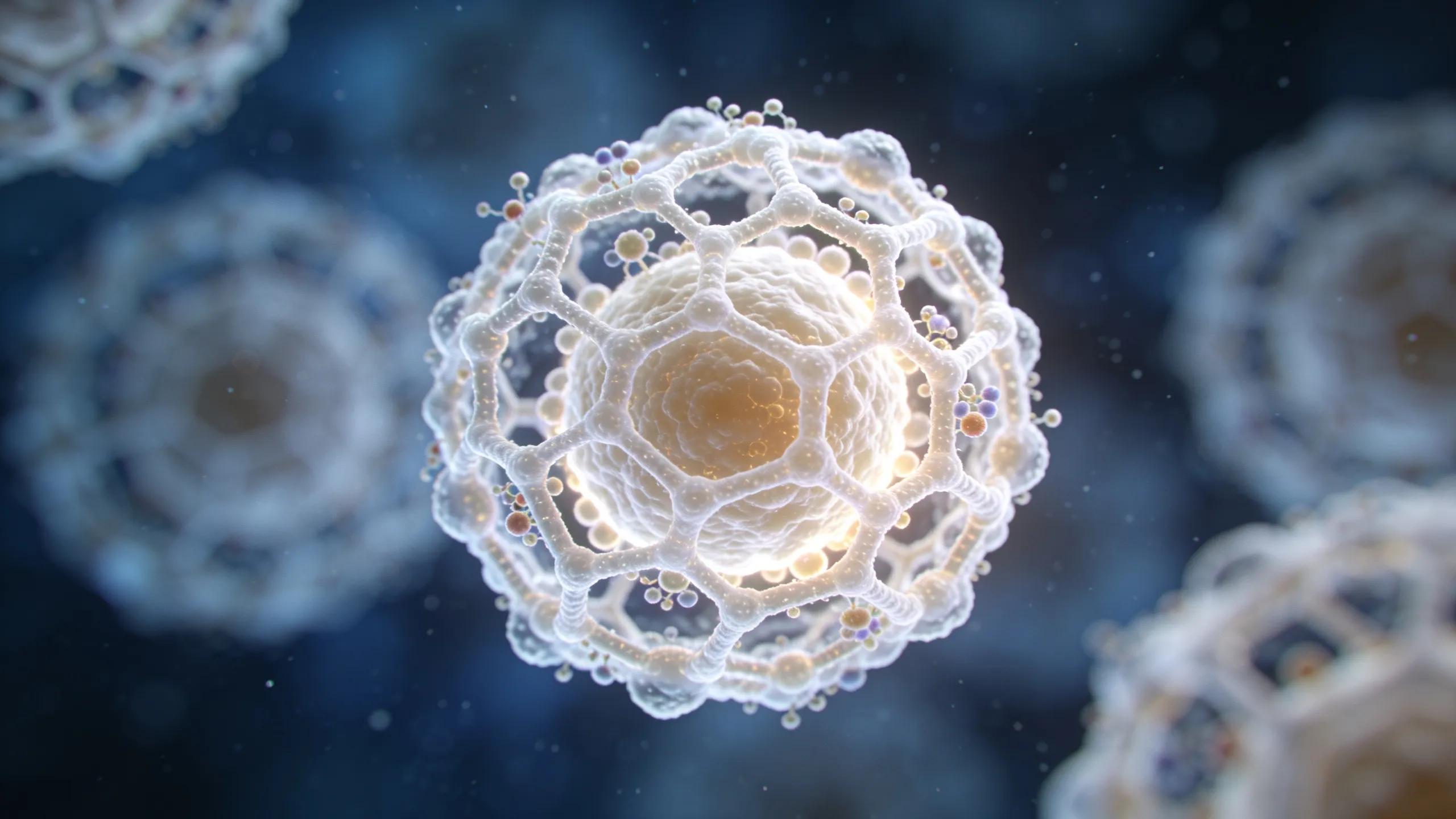 Microscopic view of exosomes demonstrating their complex structure and significance in skin renewal